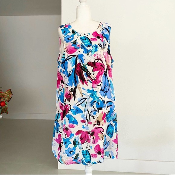 Nic+Zoe Vibrant Flora Sleeveless A-Line Dress - Picture 9 of 9
